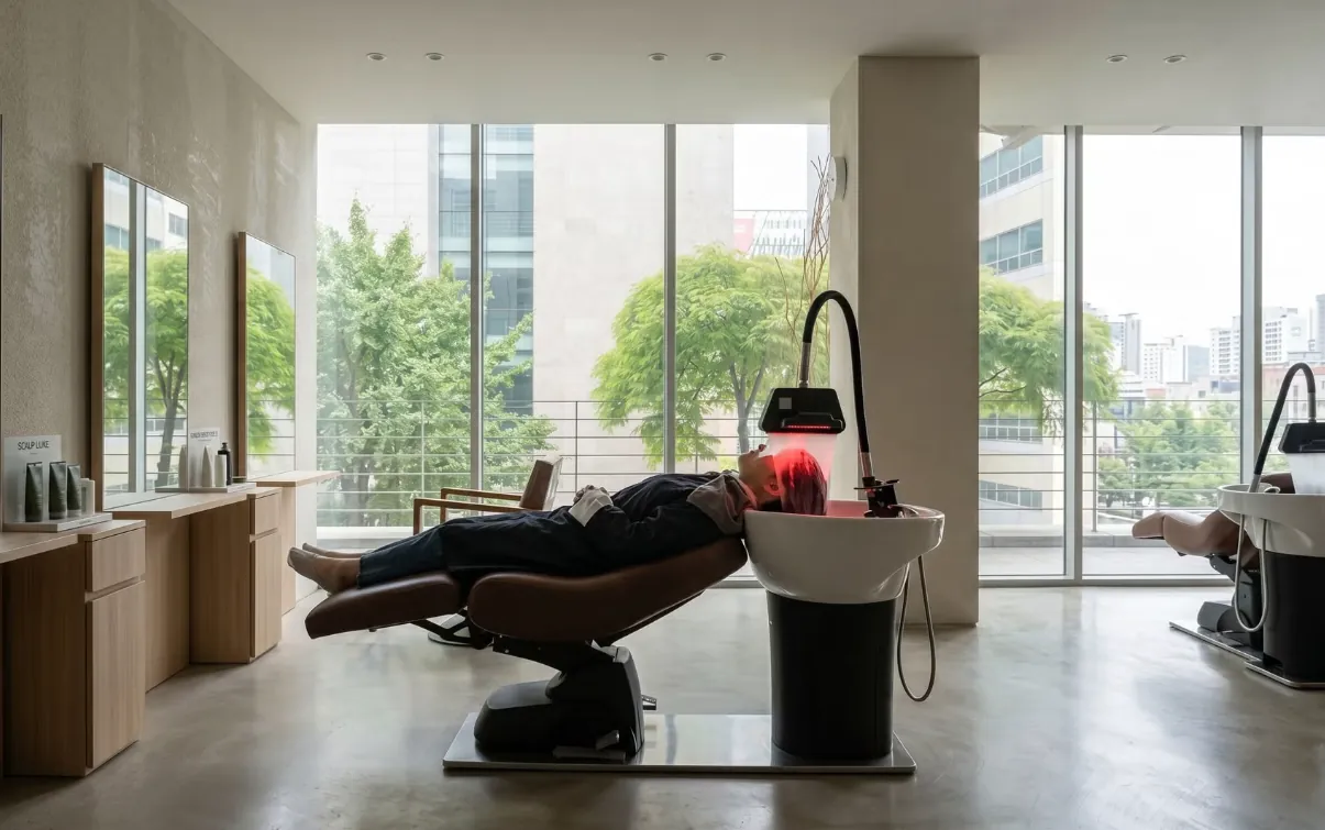 RARIEN Gangnam — AVEDA head spa room by the window