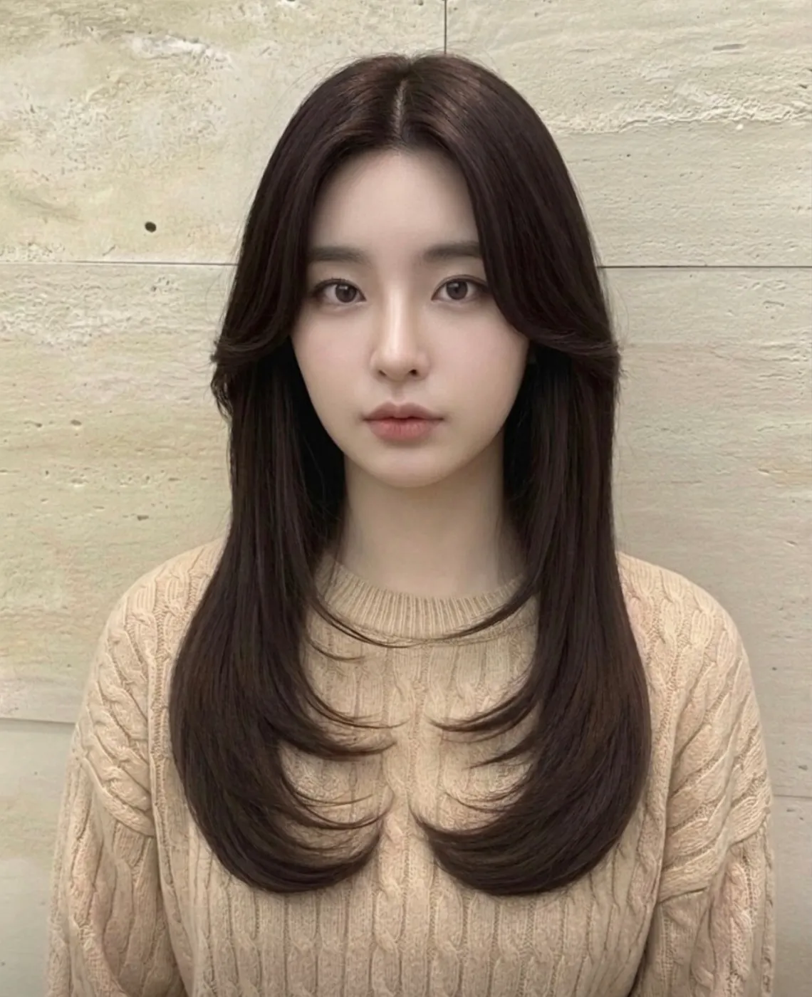 Layered long hair with an inward curl · RARIEN Gangnam